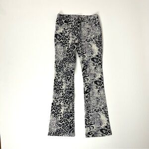 Grey Animal Print Flare Jeans